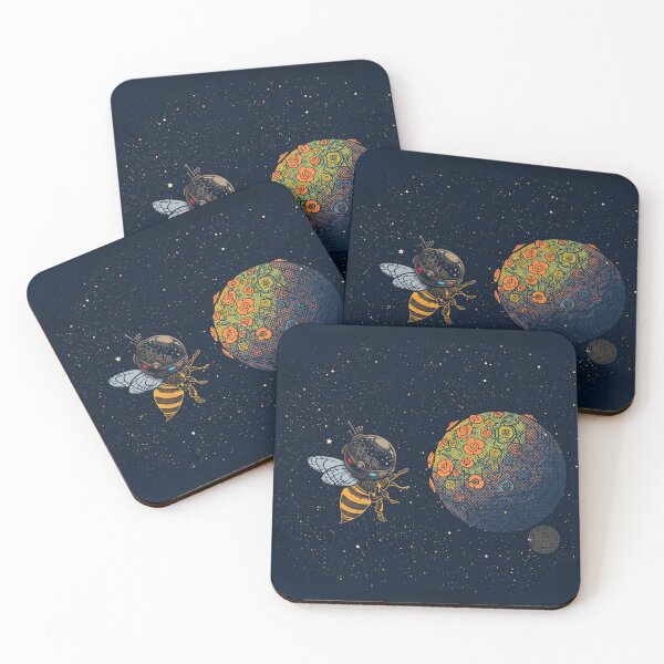 Item preview, Cosmic Bee & Blooming Flower Planet designed and sold by CoralCactusArt.