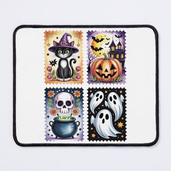Item preview, Halloween Art Grid – Cat, Pumpkin, Cauldron & Ghosts Illustration designed and sold by jkrphoto.