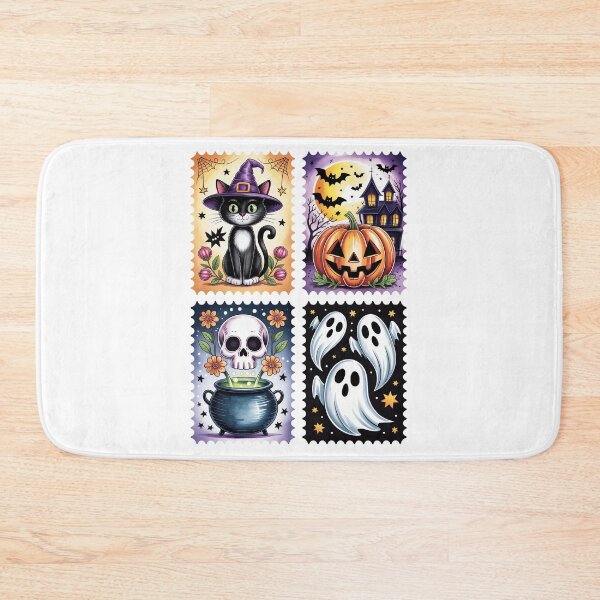 Item preview, Halloween Art Grid – Cat, Pumpkin, Cauldron & Ghosts Illustration designed and sold by jkrphoto.