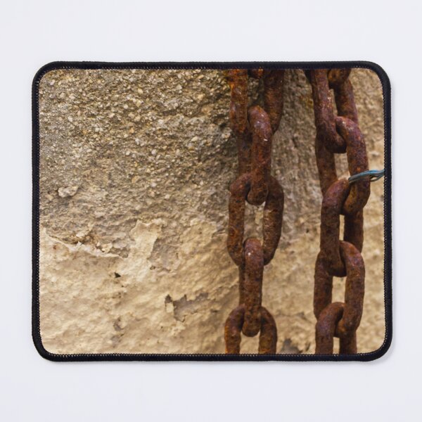 Item preview, Rusty Chain Hanging On Weathered Concrete Wall With Peeling Paint and Industrial Texture designed and sold by Nmallia.