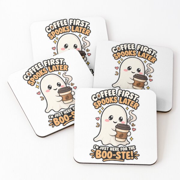 Item preview, Cute Coffee Ghost Halloween Sticker – Coffee First, Spooks Later | Funny Kawaii Ghost  designed and sold by Moanx Store.