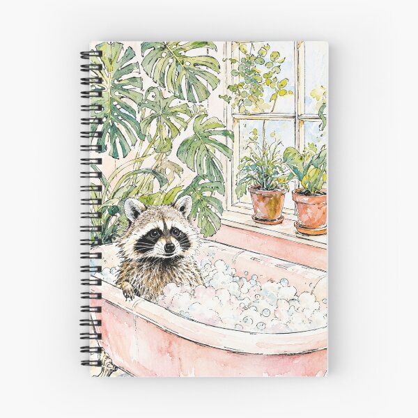 Item preview, Whimsical Raccoon Bubble Bath Watercolor Art designed and sold by OopsieDaisiesSh.