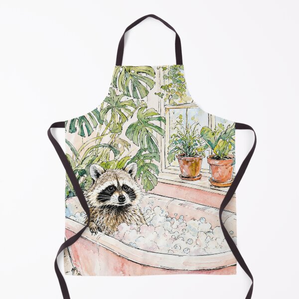 Item preview, Whimsical Raccoon Bubble Bath Watercolor Art designed and sold by OopsieDaisiesSh.
