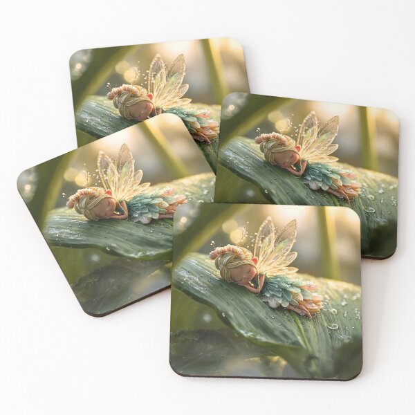 Item preview, Sleeping Dewdrop Fairy On Leaf designed and sold by Storybook Botanica.
