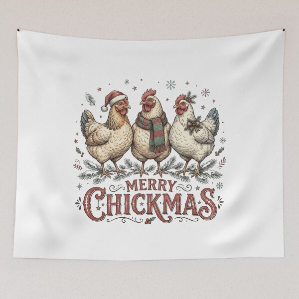 Item preview, Merry Chickmas Vintage Christmas Chickens Backyard Poultry Breeder Holiday designed and sold by raedattia.