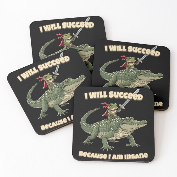 Item preview, I Will Succeed Because I Am Insane Frog Riding Crocodile Meme designed and sold by PROPera-design.