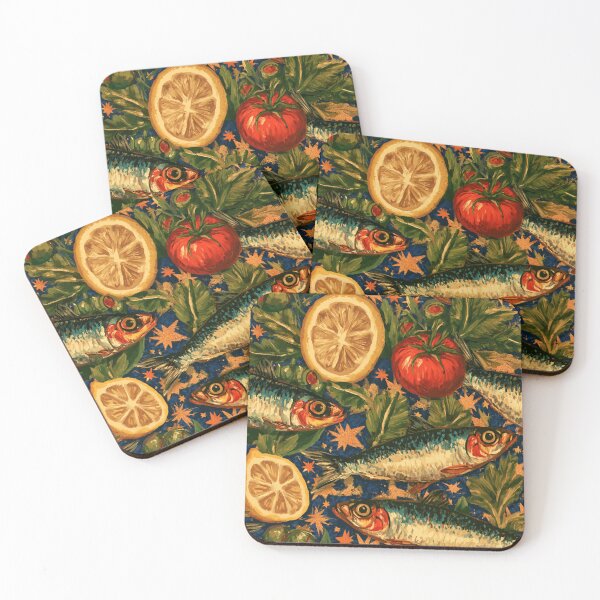 Item preview, Vintage Sardines Lemons Mediterranean Pattern designed and sold by MeanPanduh.