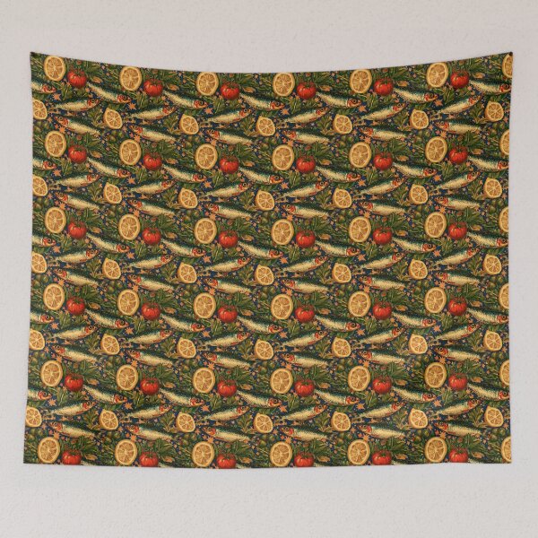 Item preview, Vintage Sardines Lemons Mediterranean Pattern designed and sold by MeanPanduh.