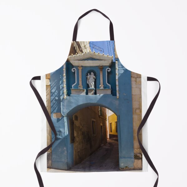 Item preview, Blue Archway With Marian Statue Over Narrow Mediterranean Alleyway in Historic Town designed and sold by Nmallia.
