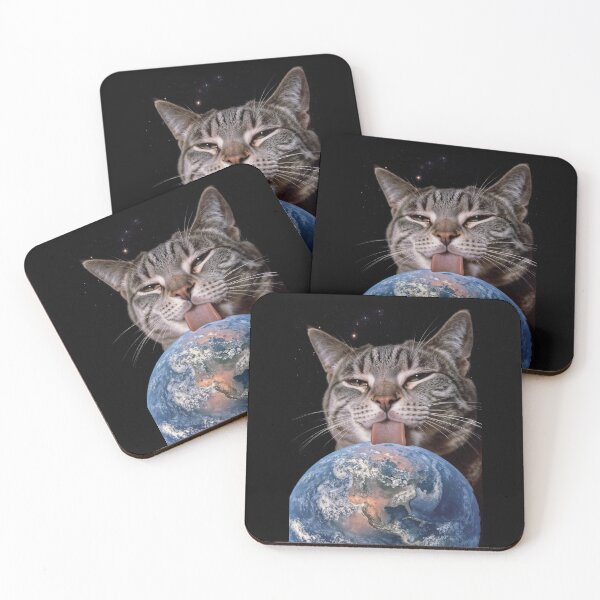 Item preview,  Giant Space Cat Licking Planet Earth in Outer Space designed and sold by Mike Kiev art.