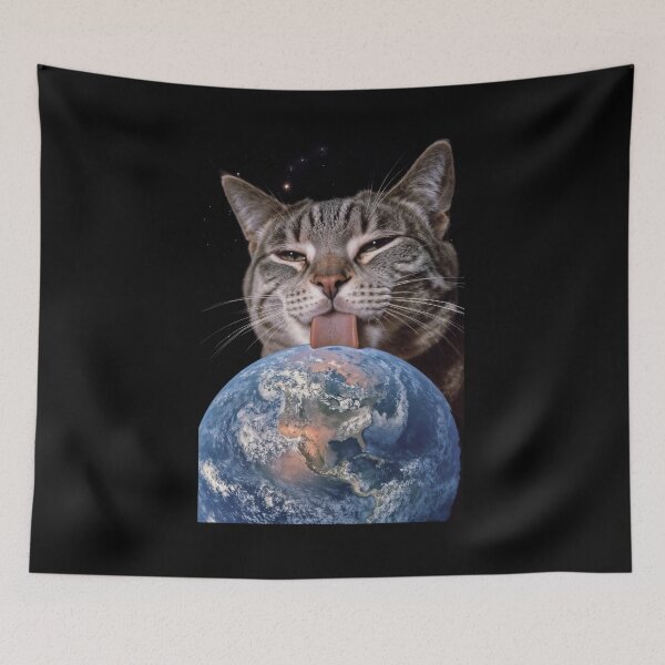 Item preview,  Giant Space Cat Licking Planet Earth in Outer Space designed and sold by Mike Kiev art.