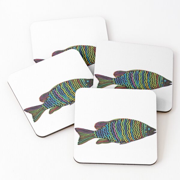 Item preview, Psychedelic Rainbow Fish Line Art designed and sold by La Galleria della Mente.