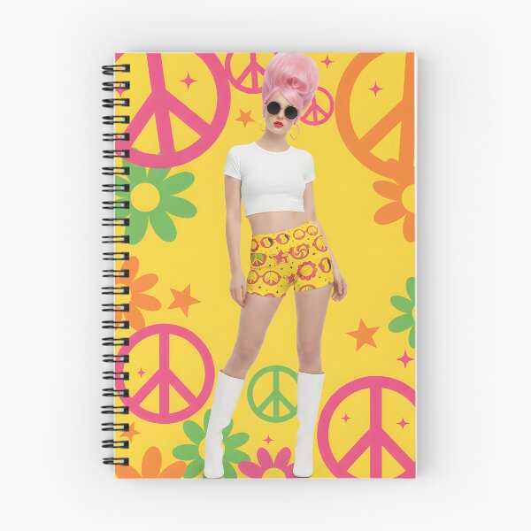 Item preview, 60s Sunshine Peace Poster - Pink Beehive Mod Girl Pop Art | Peace Signs and Retro Daisies designed and sold by Ela Art Space .