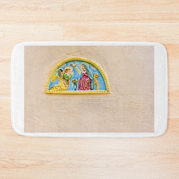 Item preview, Colorful Ceramic Annunciation Plaque of Virgin Mary and Angel Mounted on Textured Wall designed and sold by Nmallia.