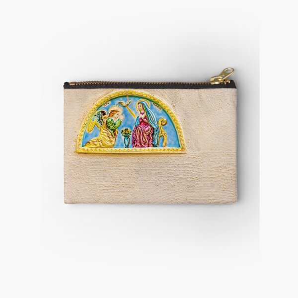 Item preview, Colorful Ceramic Annunciation Plaque of Virgin Mary and Angel Mounted on Textured Wall designed and sold by Nmallia.