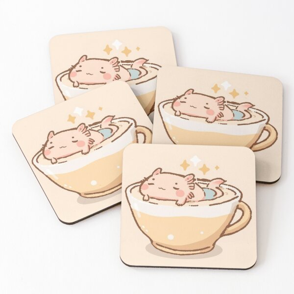 Item preview, Cozy Axolotl Tea Bath designed and sold by CoralCactusArt.