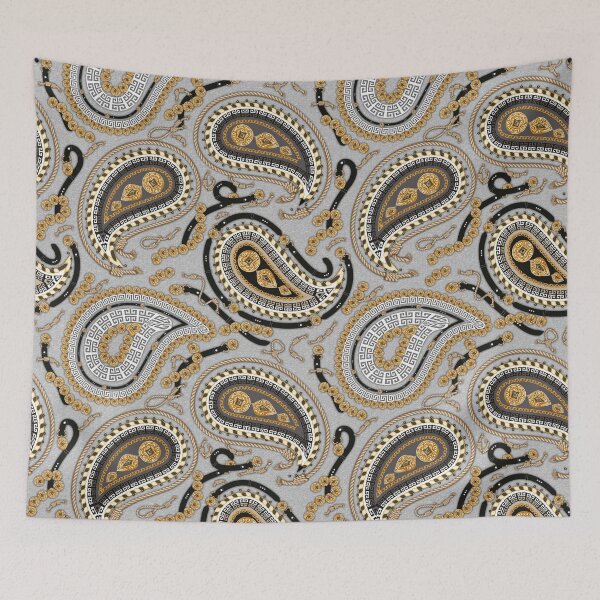 Item preview, Greymelange & Gold Paisley designed and sold by EK EXCLUSIVE.