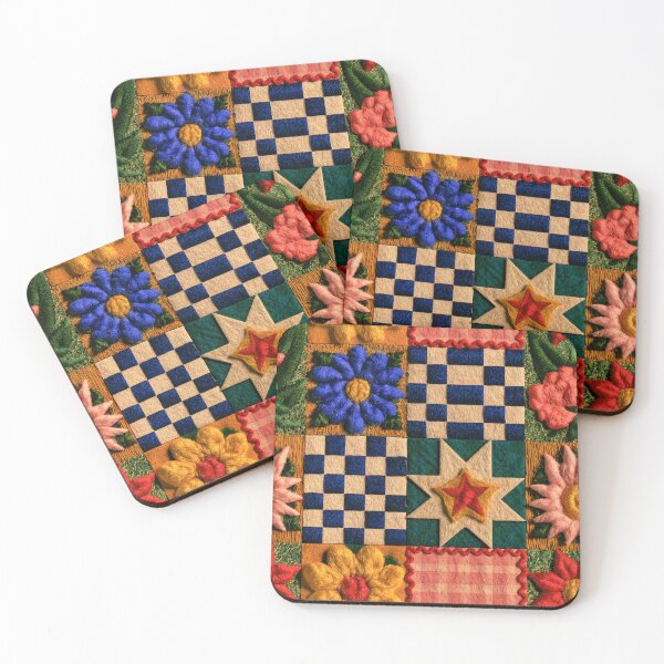 Item preview, Colorful Checkerboard Star Quilt Patchwork Pattern designed and sold by PixelPanduh.