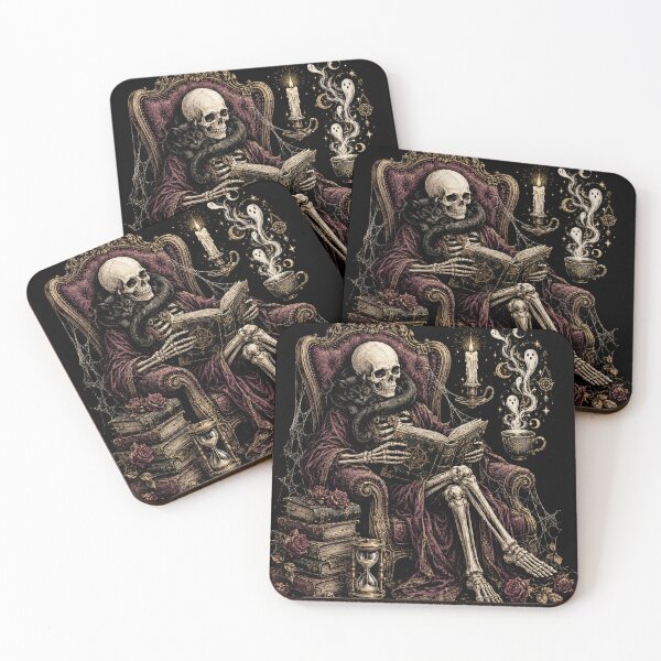Item preview, Skeleton Reading with Black Cat Funny Halloween designed and sold by will freed18.