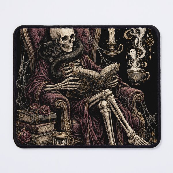 Item preview, Skeleton Reading with Black Cat Funny Halloween designed and sold by will freed18.