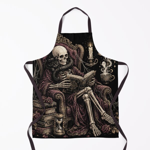 Item preview, Skeleton Reading with Black Cat Funny Halloween designed and sold by will freed18.