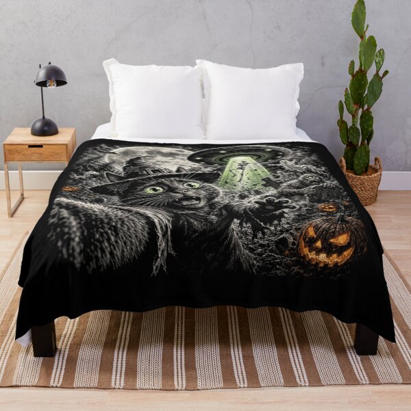 Item preview, Cat Selfie with Bigfoot Skeleton Alien UFO Funny Halloween designed and sold by will freed18.