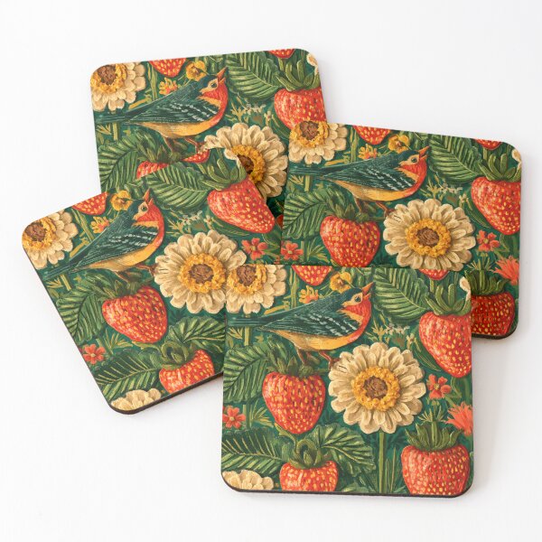 Item preview, Strawberries Sunflowers Cottagecore Garden Pattern designed and sold by MeanPanduh.