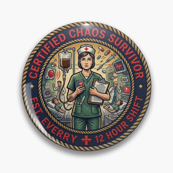 Item preview, Nurse Certified Chaos Survivor Merit Badge Funny Nursing Humor designed and sold by LunaMarkos.