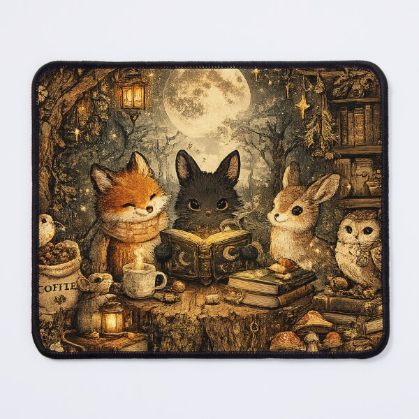 Item preview, Woodland Book Club | Cozy Forest Animals Reading Under the Moon designed and sold by Moonroot Studio.