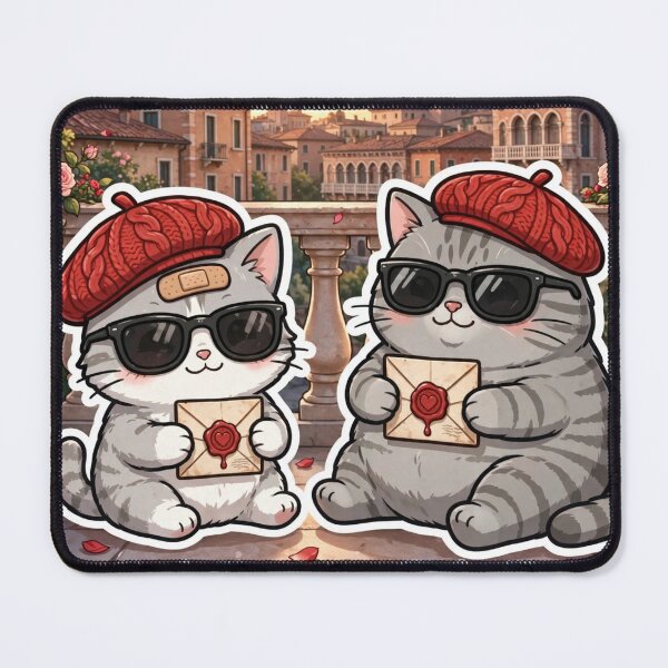 Item preview, Freda and Junior Love Letters Italy - Kawaii Romantic Cats designed and sold by MAISON SYLVIE.