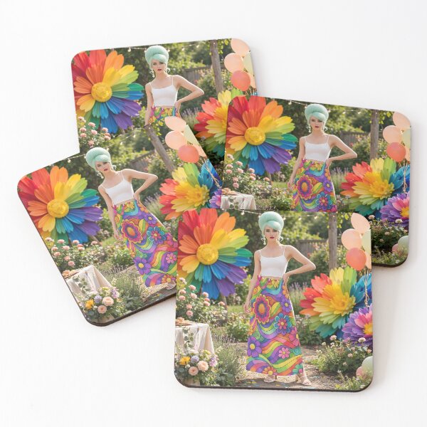Item preview, 60s Rainbow Flower Garden Party - Psychedelic Garden with Giant Paper Flowers and Balloons designed and sold by Ela Art Space .