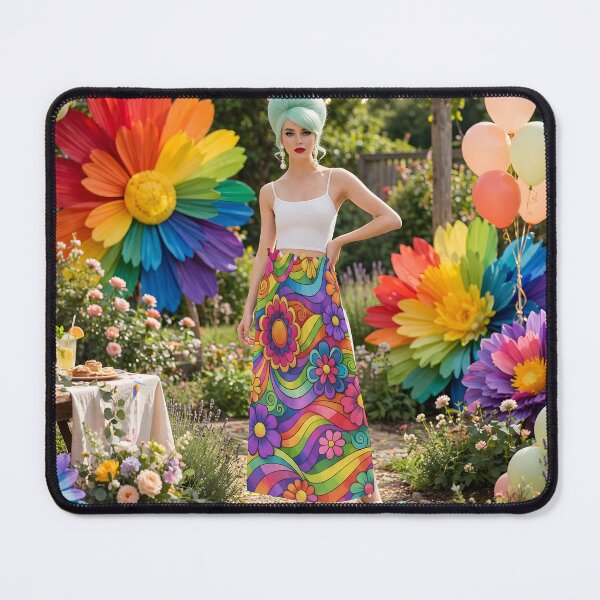 Item preview, 60s Rainbow Flower Garden Party - Psychedelic Garden with Giant Paper Flowers and Balloons designed and sold by Ela Art Space .