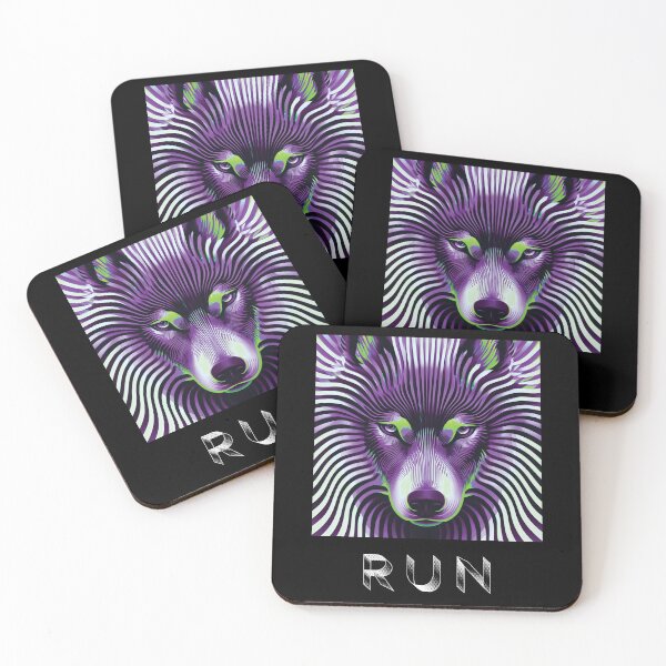 Item preview, THE FOOL — RUN Wolf Pack Optical Illusion Art | Psychedelic Festival Alternative in Purple & Green designed and sold by ✨nightvrld.