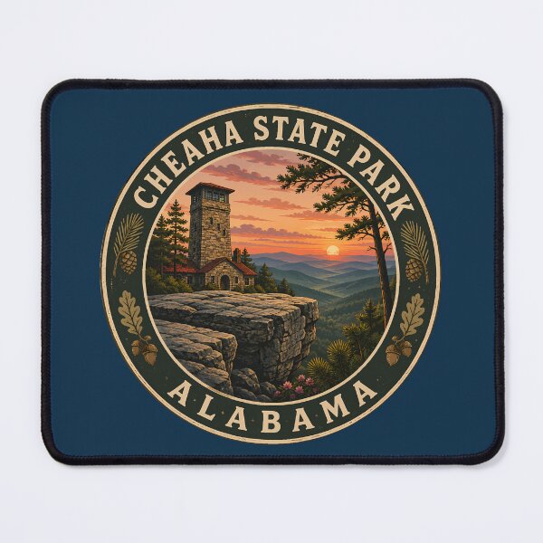 Item preview, Cheaha State Park Alabama Illustration Travel Art Badge designed and sold by KrisSidDesigns.