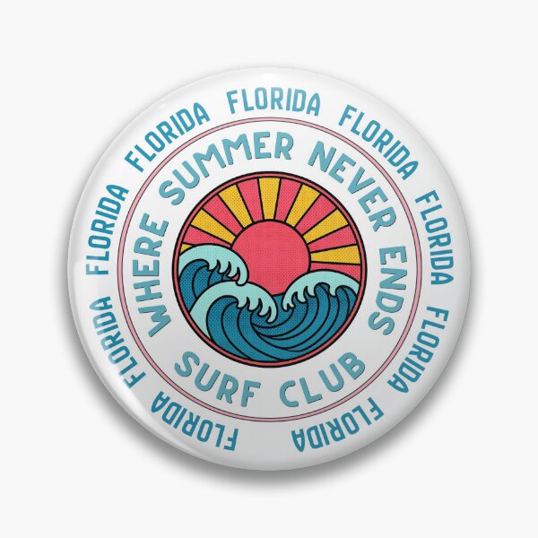 Item preview, Florida Surf Club Retro Sunset Wave Badge | Where Summer Never Ends designed and sold by DonnaRaine.