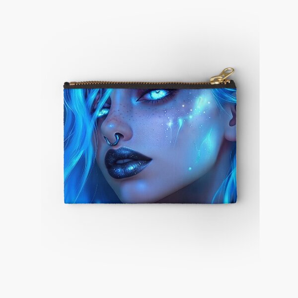 Item preview, Electric Blue Neon Celestial Cyberpunk Girl Art designed and sold by abanoubnabil.