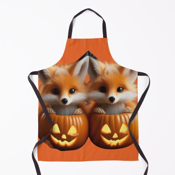 Item preview, Two Cute Foxes Sitting in Halloween Pumpkins designed and sold by LenNo9881.