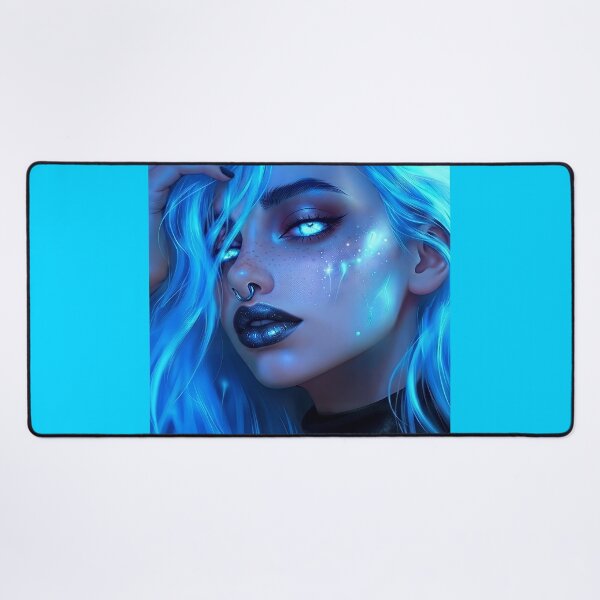 Item preview, Electric Blue Neon Celestial Cyberpunk Girl Art designed and sold by abanoubnabil.