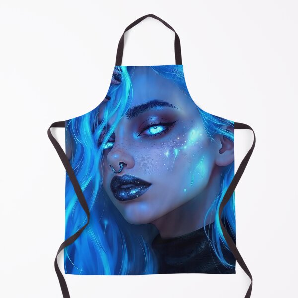 Item preview, Electric Blue Neon Celestial Cyberpunk Girl Art designed and sold by abanoubnabil.