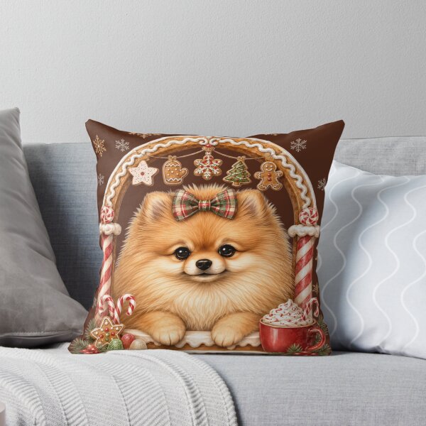 Item preview, Cute Pomeranian Christmas Gingerbread House Holiday Art designed and sold by Cute & Sassy Custom Gifting Boutiques.