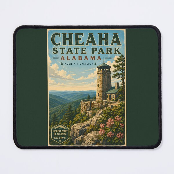 Item preview, Cheaha State Park Alabama Illustration Travel Art Vintage designed and sold by KrisSidDesigns.