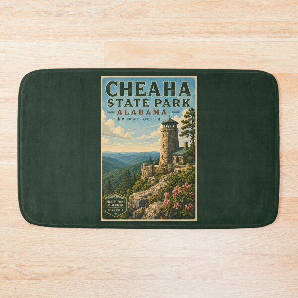 Item preview, Cheaha State Park Alabama Illustration Travel Art Vintage designed and sold by KrisSidDesigns.