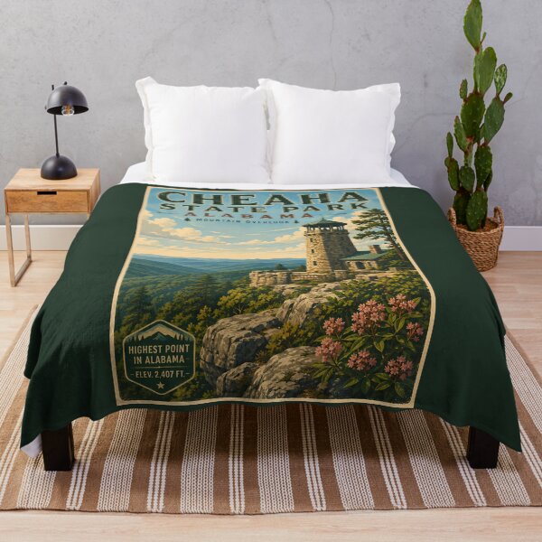 Item preview, Cheaha State Park Alabama Illustration Travel Art Vintage designed and sold by KrisSidDesigns.