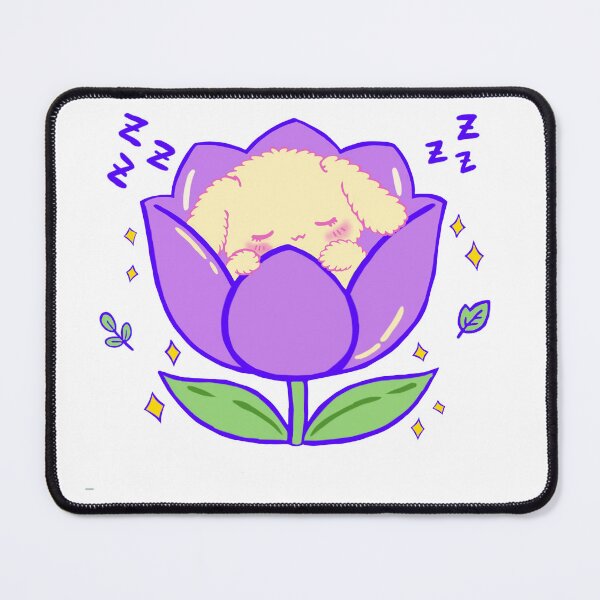 Item preview, Bunny Sleeping in purple tulip | kawaii fairy bunny designed and sold by BunnySoftArt.