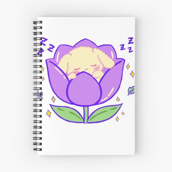Item preview, Bunny Sleeping in purple tulip | kawaii fairy bunny designed and sold by BunnySoftArt.