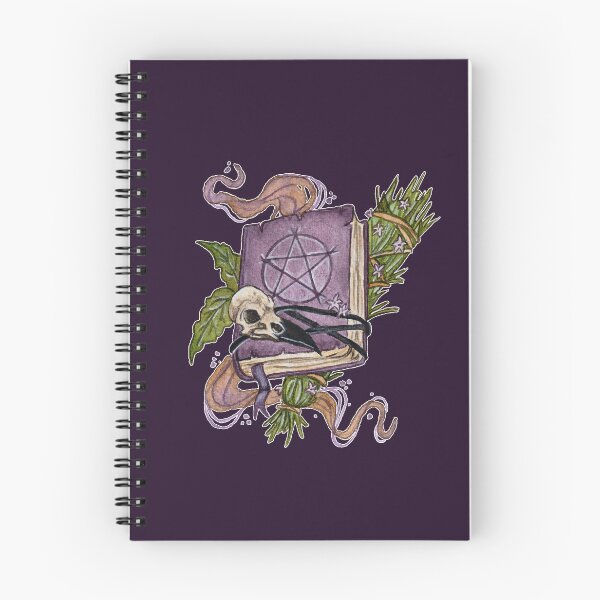 Item preview, Spellbook Grimoire Raven Skull Wiccan Book Watercolor designed and sold by esmavart.