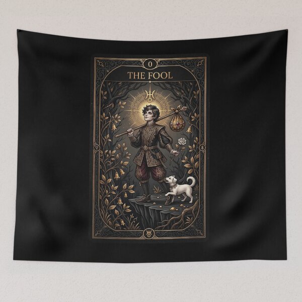 Item preview, The Fool Tarot Card in Gold designed and sold by JenniferMoren.