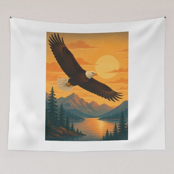 Item preview, Bald Eagle Soaring at Sunset - Majestic Raptor Birdwatching Art designed and sold by Neurospicy Trolls.