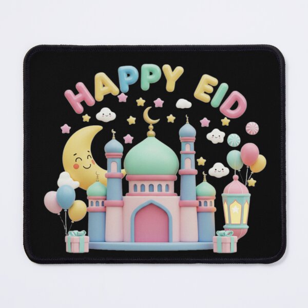 Item preview, "Happy Eid" 3D Pastel Mosque & Festive Celebration designed and sold by D-Islamic.