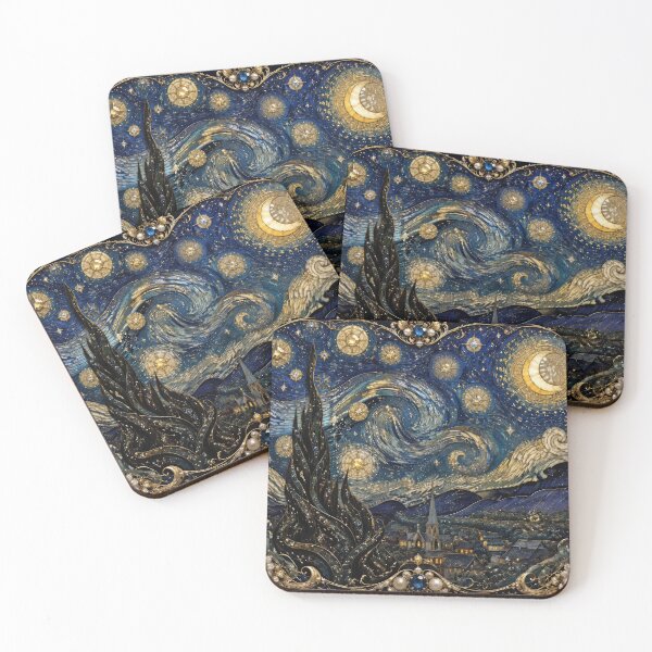 Item preview, Luxury​ Starry​ Night​ in Art​ Nouveau​ Style​ designed and sold by Adisak-designs.
